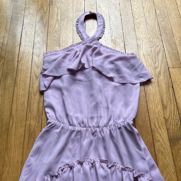 Parker Size S Dusty Blush Pink Sleeveless Ruffle Tiered Halter Mini Dress NWT - Picture 5 of 16